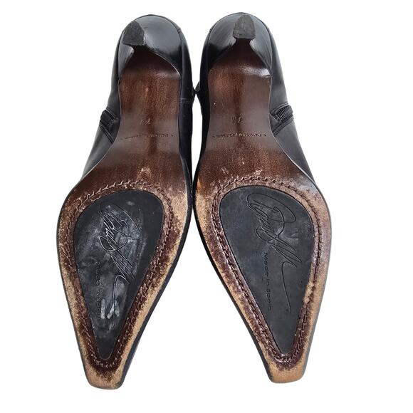 Pointed Toe Boot Donald J Pliner Loni Size 7 Black Leather Side Zip Ankle Bootie - Picture 9 of 11